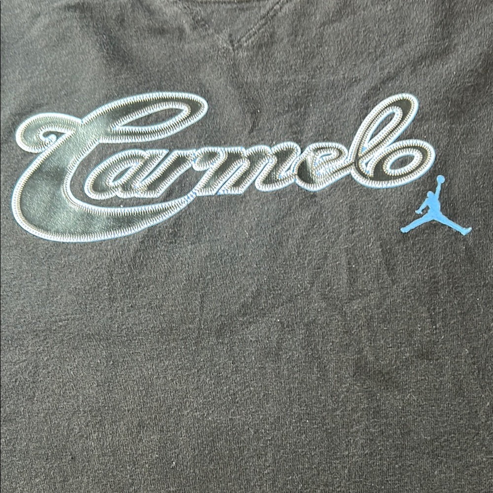 Jordan Carmelo Black Tee with‎ Blue Logo
